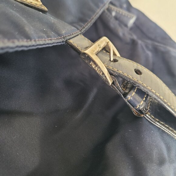 Prada Buckle Messenger Bag Tessuto Small Navy Blue Authentic - Picture 12 of 15